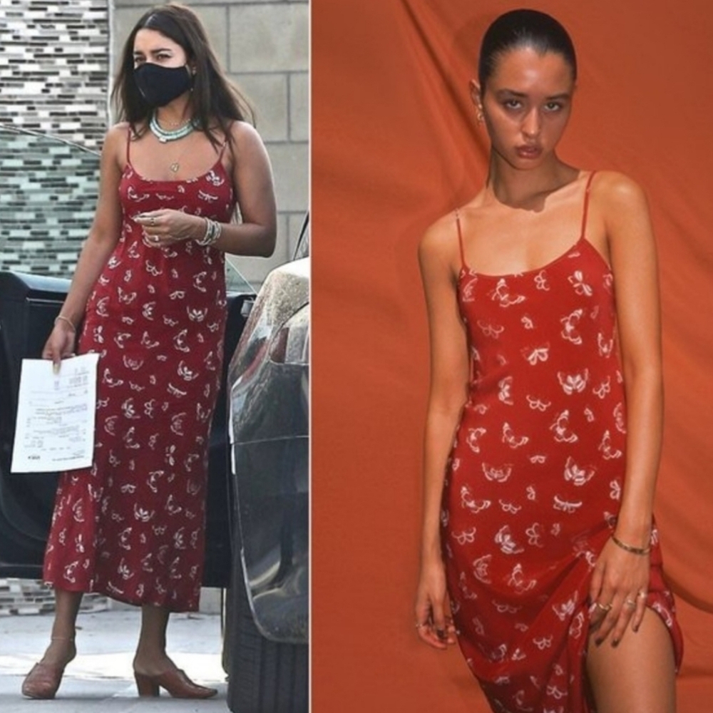 Realisation Par Red Floral Slip Midi Dress